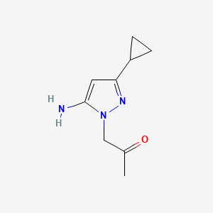 B1523488 1-(5-amino-3-cyclopropyl-1H-pyrazol-1-yl)acetone CAS No. 1306739-31-0