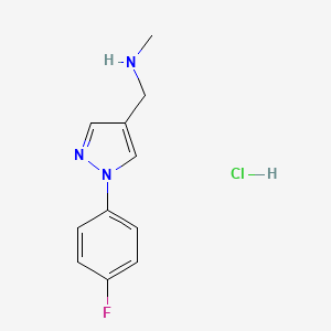 molecular formula C11H13ClFN3 B1523508 {[1-(4-Fluorophenyl)-1h-pyrazol-4-yl]methyl}methylamine hydrochloride CAS No. 1255717-50-0