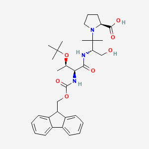 molecular formula C33H45N3O7 B15235224 (2S)-1-[(3R)-3-[[(2S,3R)-2-(9H-fluoren-9-ylmethoxycarbonylamino)-3-[(2-methylpropan-2-yl)oxy]butanoyl]amino]-4-hydroxy-2-methylbutan-2-yl]pyrrolidine-2-carboxylic acid 