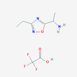 molecular formula C8H12F3N3O3 B1523529 1-(3-Ethyl-1,2,4-oxadiazol-5-yl)ethanamine 2,2,2-trifluoroacetate CAS No. 1255717-29-3