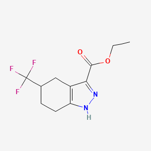 molecular formula C11H13F3N2O2 B15236091 Ethyl 5-(trifluoromethyl)-4,5,6,7-tetrahydro-1H-indazole-3-carboxylate 