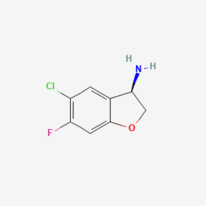 molecular formula C8H7ClFNO B15236475 (3R)-5-Chloro-6-fluoro-2,3-dihydrobenzo[B]furan-3-ylamine 