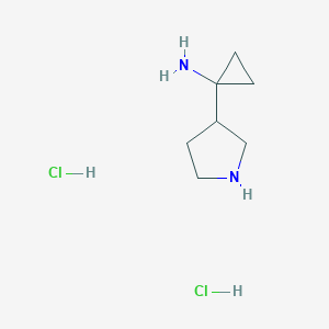 molecular formula C7H16Cl2N2 B15236722 1-(Pyrrolidin-3-YL)cyclopropan-1-amine 2hcl 