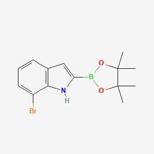 molecular formula C14H17BBrNO2 B1523679 7-Bromo-2-(4,4,5,5-tetramethyl-1,3,2-dioxaborolan-2-yl)-1H-indole CAS No. 1072812-23-7