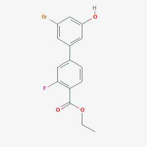 molecular formula C15H12BrFO3 B1523713 3-Bromo-5-[4-(ethoxycarbonyl)-3-fluorophenyl]phenol CAS No. 1261977-17-6