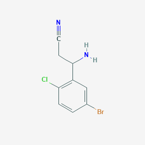 molecular formula C9H8BrClN2 B15237166 3-Amino-3-(5-bromo-2-chlorophenyl)propanenitrile 