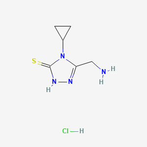 molecular formula C6H11ClN4S B1523732 5-(aminomethyl)-4-cyclopropyl-4H-1,2,4-triazole-3-thiol hydrochloride CAS No. 1258639-59-6