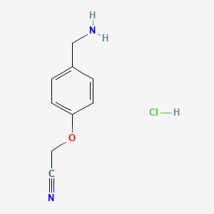 molecular formula C9H11ClN2O B1523733 2-[4-(Aminomethyl)phenoxy]acetonitrile hydrochloride CAS No. 1251923-62-2