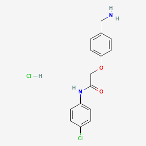 molecular formula C15H16Cl2N2O2 B1523736 2-[4-(aminomethyl)phenoxy]-N-(4-chlorophenyl)acetamide hydrochloride CAS No. 1258639-44-9