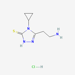 molecular formula C7H13ClN4S B1523738 5-(2-aminoethyl)-4-cyclopropyl-4H-1,2,4-triazole-3-thiol hydrochloride CAS No. 1308650-33-0
