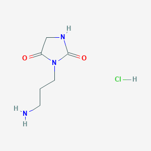 molecular formula C6H12ClN3O2 B1523740 3-(3-Aminopropyl)imidazolidine-2,4-dione hydrochloride CAS No. 1303889-72-6