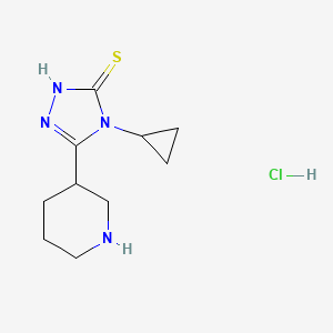 molecular formula C10H17ClN4S B1523747 4-cyclopropyl-5-(piperidin-3-yl)-4H-1,2,4-triazole-3-thiol hydrochloride CAS No. 1269152-04-6