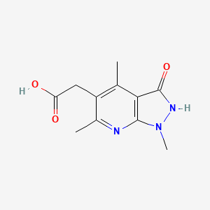 molecular formula C11H13N3O3 B1523753 2-{1,4,6-trimethyl-3-oxo-1H,2H,3H-pyrazolo[3,4-b]pyridin-5-yl}acetic acid CAS No. 1258649-79-4
