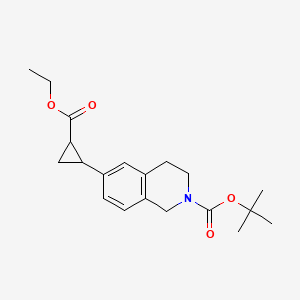 molecular formula C20H27NO4 B15237533 Tert-butyl 6-(2-(ethoxycarbonyl)cyclopropyl)-3,4-dihydroisoquinoline-2(1H)-carboxylate 