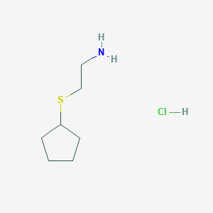 molecular formula C7H16ClNS B1523772 [(2-Aminoethyl)sulfanyl]cyclopentane hydrochloride CAS No. 1258649-87-4