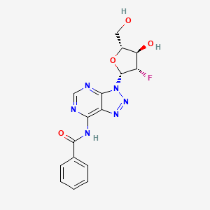 molecular formula C16H15FN6O4 B15237756 N-(3-((2R,3S,4R,5R)-3-Fluoro-4-hydroxy-5-(hydroxymethyl)tetrahydrofuran-2-YL)-3H-[1,2,3]triazolo[4,5-D]pyrimidin-7-YL)benzamide 