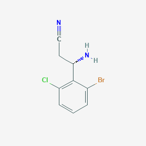 molecular formula C9H8BrClN2 B15237957 (3S)-3-Amino-3-(2-bromo-6-chlorophenyl)propanenitrile 