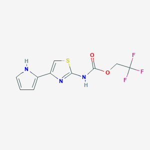 molecular formula C10H8F3N3O2S B1523797 2,2,2-trifluoroethyl N-[4-(1H-pyrrol-2-yl)-1,3-thiazol-2-yl]carbamate CAS No. 1269152-33-1