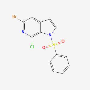 molecular formula C13H8BrClN2O2S B1523800 5-Bromo-7-chloro-1-(phenylsulfonyl)-1H-pyrrolo[2,3-c]pyridine CAS No. 1305325-01-2