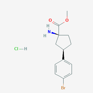 molecular formula C13H17BrClNO2 B15238054 Methyl (1S,3R)-1-amino-3-(4-bromophenyl)cyclopentane-1-carboxylate hcl 