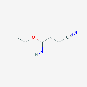 molecular formula C6H10N2O B15238128 Ethyl2-cyanoethanecarboximidate 