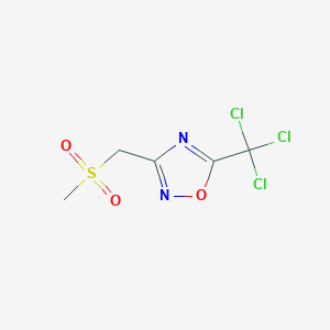 molecular formula C5H5Cl3N2O3S B1523844 3-(Methanesulfonylmethyl)-5-(trichloromethyl)-1,2,4-oxadiazole CAS No. 1269152-41-1