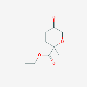 molecular formula C9H14O4 B15238705 Ethyl2-methyl-5-oxooxane-2-carboxylate 