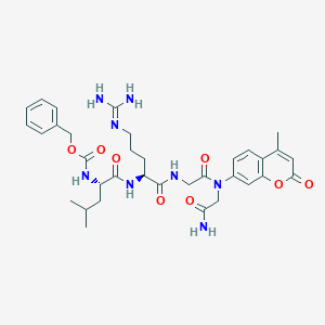 molecular formula C34H44N8O8 B15238904 benzyl N-[(2S)-1-[[(2S)-1-[[2-[(2-amino-2-oxoethyl)-(4-methyl-2-oxochromen-7-yl)amino]-2-oxoethyl]amino]-5-(diaminomethylideneamino)-1-oxopentan-2-yl]amino]-4-methyl-1-oxopentan-2-yl]carbamate 