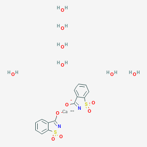 molecular formula C14H22CaN2O13S2 B152392 Calcium;1,1-dioxo-1,2-benzothiazol-2-id-3-one;hydrate CAS No. 6381-91-5