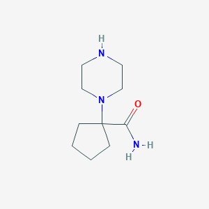 molecular formula C10H19N3O B1523928 1-(Piperazin-1-yl)cyclopentane-1-carboxamide CAS No. 1183997-50-3