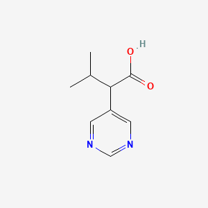 molecular formula C9H12N2O2 B15239433 3-Methyl-2-(pyrimidin-5-yl)butanoic acid 