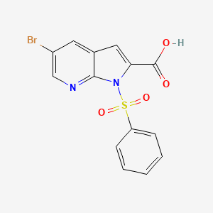 molecular formula C14H9BrN2O4S B1523961 5-Bromo-1-(phenylsulfonyl)-1H-pyrrolo-[2,3-b]pyridine-2-carboxylic acid CAS No. 1246088-41-4