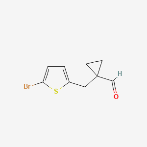 molecular formula C9H9BrOS B15239773 1-[(5-Bromothiophen-2-yl)methyl]cyclopropane-1-carbaldehyde 