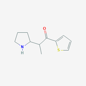 molecular formula C11H15NOS B15240056 2-(Pyrrolidin-2-yl)-1-(thiophen-2-yl)propan-1-one 