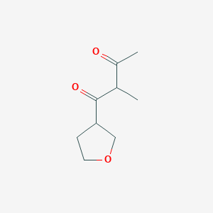 molecular formula C9H14O3 B15240213 2-Methyl-1-(oxolan-3-yl)butane-1,3-dione 