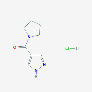 molecular formula C8H12ClN3O B1524046 4-(pyrrolidine-1-carbonyl)-1H-pyrazole hydrochloride CAS No. 1311316-59-2