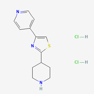 molecular formula C13H17Cl2N3S B1524062 4-[2-(Piperidin-4-yl)-1,3-thiazol-4-yl]pyridine dihydrochloride CAS No. 1311315-01-1