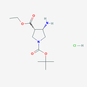 molecular formula C12H23ClN2O4 B1524112 cis-1-tert-Butyl 3-ethyl 4-aminopyrrolidine-1,3-dicarboxylate hydrochloride CAS No. 1233501-65-9