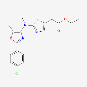 molecular formula C18H18ClN3O3S B15241289 Ethyl 2-(2-((2-(4-chlorophenyl)-5-methyloxazol-4-yl)(methyl)amino)thiazol-5-yl)acetate 