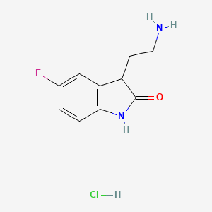 molecular formula C10H12ClFN2O B1524136 3-(2-aminoethyl)-5-fluoro-2,3-dihydro-1H-indol-2-one hydrochloride CAS No. 1245568-58-4