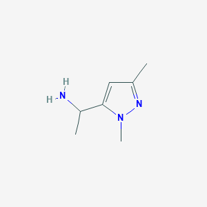 molecular formula C7H13N3 B15241519 1-(1,3-Dimethyl-1H-pyrazol-5-yl)ethan-1-amine CAS No. 1496468-81-5