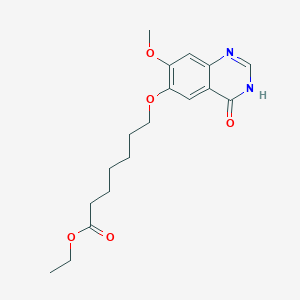 molecular formula C18H24N2O5 B15241694 Ethyl 7-((7-methoxy-4-oxo-3,4-dihydroquinazolin-6-yl)oxy)heptanoate CAS No. 1012057-25-8