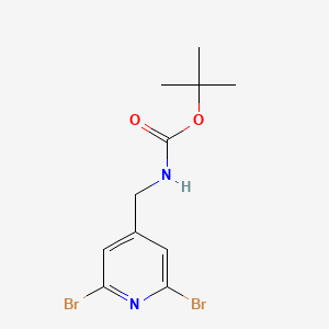 molecular formula C11H14Br2N2O2 B15242481 tert-Butyl ((2,6-dibromopyridin-4-yl)methyl)carbamate 