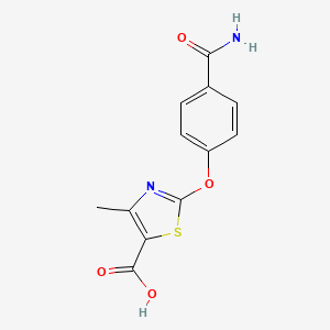 molecular formula C12H10N2O4S B1524252 2-[4-(Aminocarbonyl)phenoxy]-4-methyl-1,3-thiazole-5-carboxylic acid CAS No. 1228551-79-8