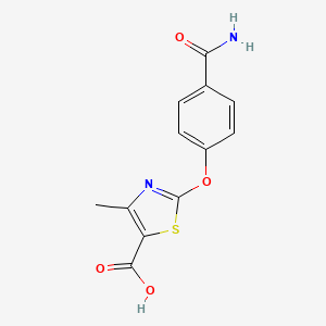 molecular formula C12H10N2O4S B1524252 2-[4-(氨基羰基)苯氧基]-4-甲基-1,3-噻唑-5-羧酸 CAS No. 1228551-79-8