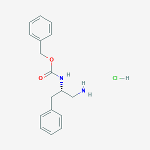 molecular formula C17H21ClN2O2 B15242572 (S)-Benzyl (1-amino-3-phenylpropan-2-yl)carbamate hydrochloride CAS No. 146552-73-0