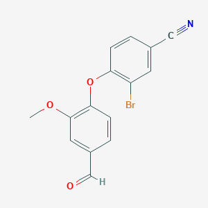 molecular formula C15H10BrNO3 B1524259 Benzonitrile, 3-bromo-4-(4-formyl-2-methoxyphenoxy)- CAS No. 1055361-87-9