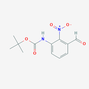 molecular formula C12H14N2O5 B15242621 tert-Butyl (3-formyl-2-nitrophenyl)carbamate 