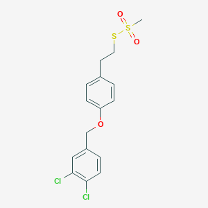 molecular formula C16H16Cl2O3S2 B015243 1,2-Dichloro-4-[[4-(2-methylsulfonylsulfanylethyl)phenoxy]methyl]benzene CAS No. 887354-40-7