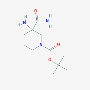 molecular formula C11H21N3O3 B15243035 tert-Butyl 3-amino-3-carbamoylpiperidine-1-carboxylate 